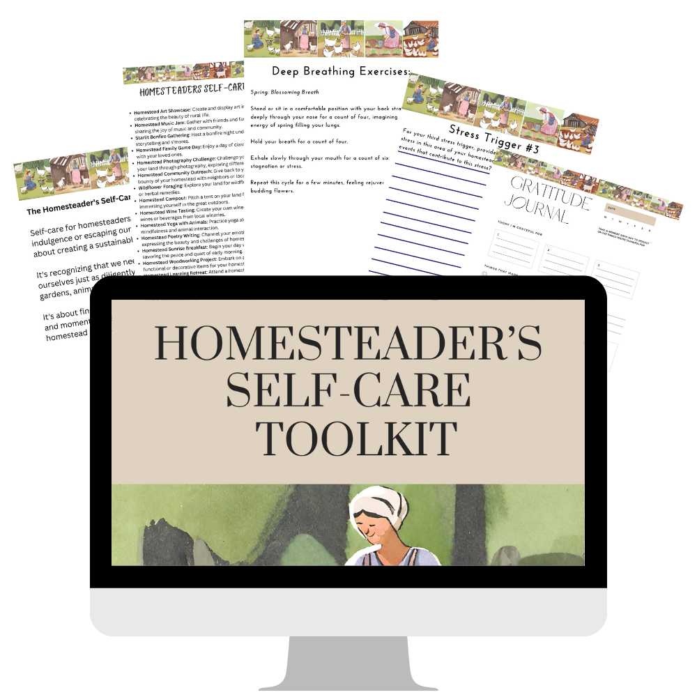 Homesteader self-care toolkit digital download for sustainable living and homesteading lifestyle.