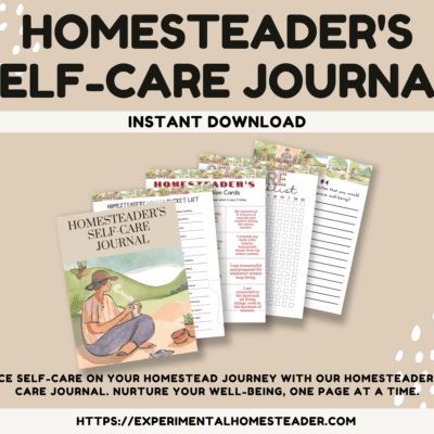 Self-care journal for homesteaders with illustrated cover and printable pages.