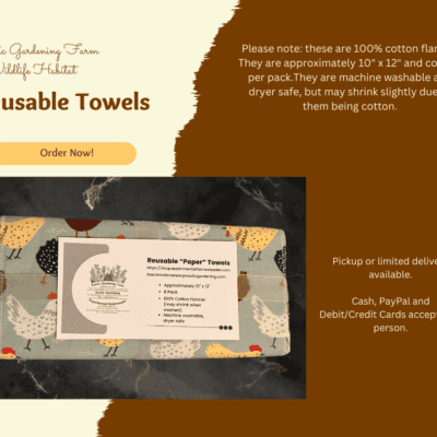 Reusable cotton flannel towels with chicken and bird print on a farm-themed design.